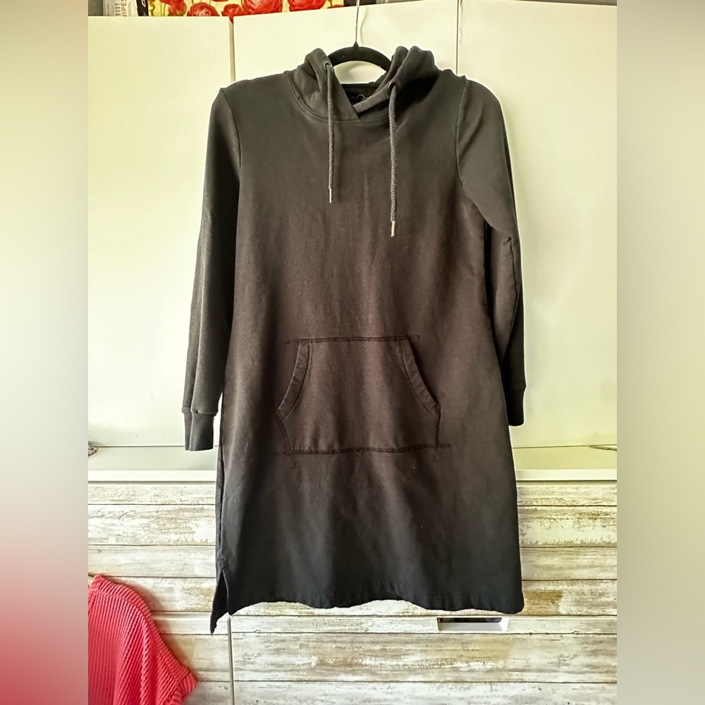 🖤 Serra Charcoal Fleece Lined Hoodie Dress Medium Athleisure